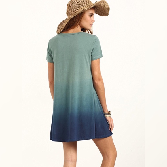 ✨ SALE Ombré Short Sleeve Tee Shirt Dress XS - 4X - Picture 2 of 4